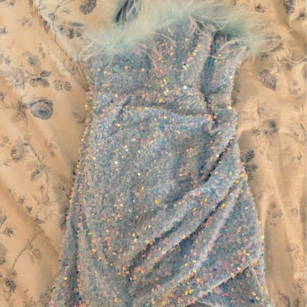 Size 7 blue dress formal dress with sequins